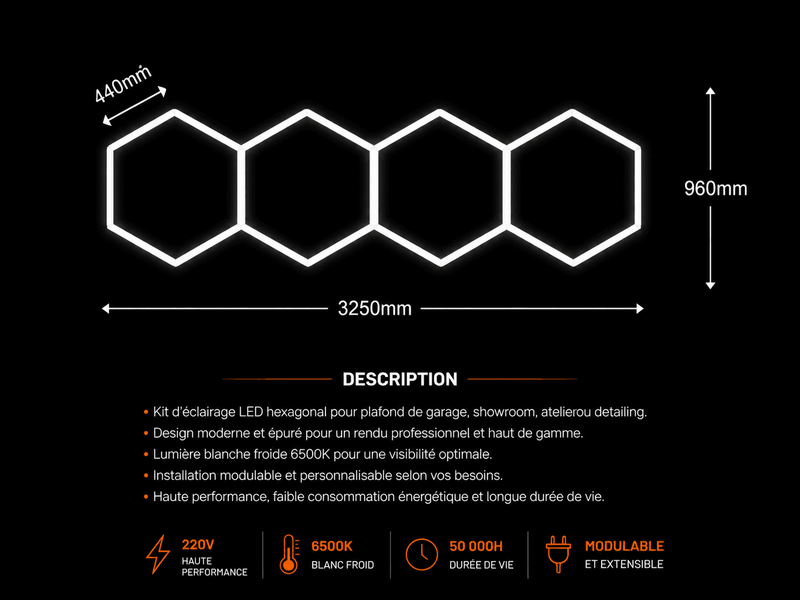 MINI Lumière Hexagonale LED